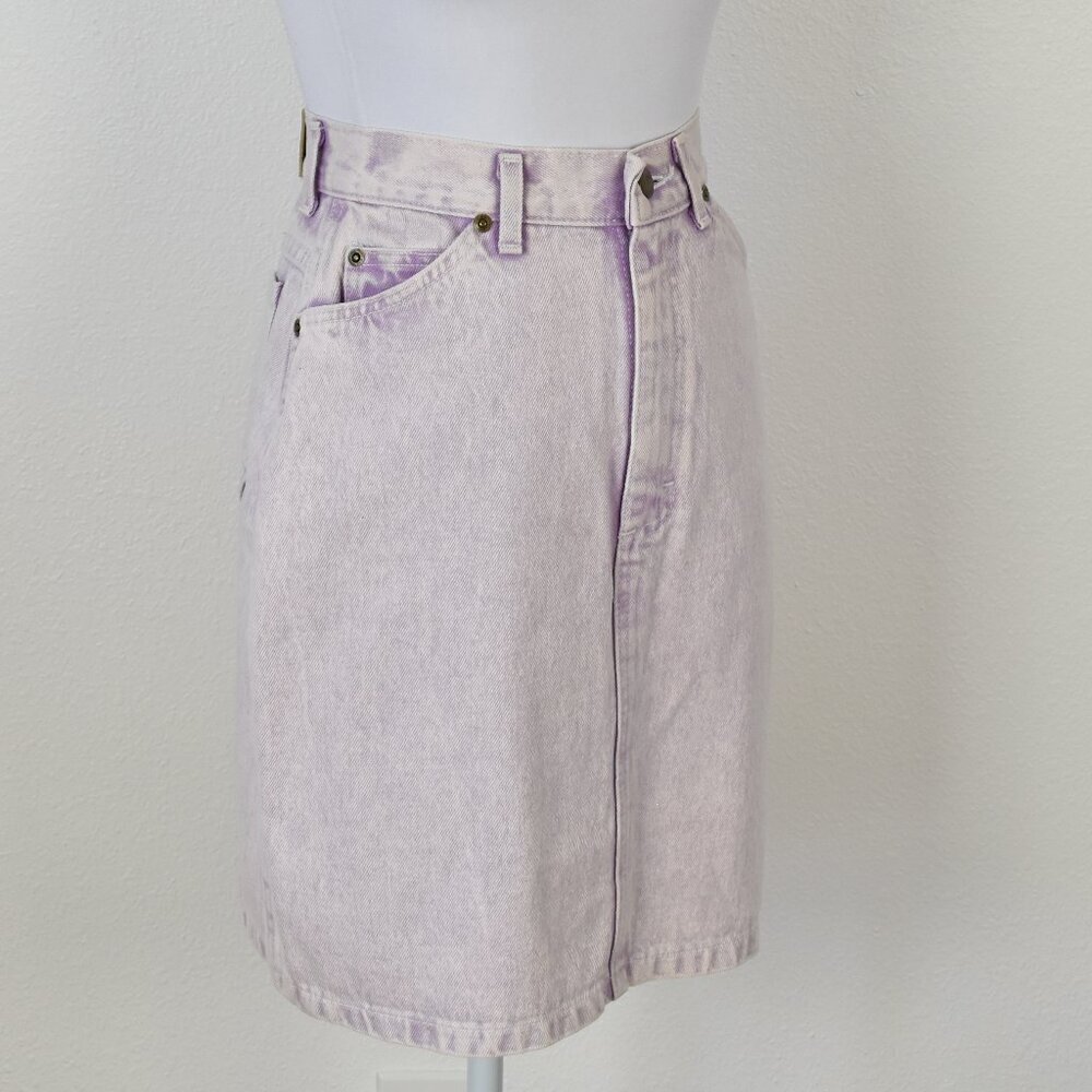 Vintage 80s LEE Denim Acid Wash Purple Pencil Skirt - 7 - Picture 8 of 11